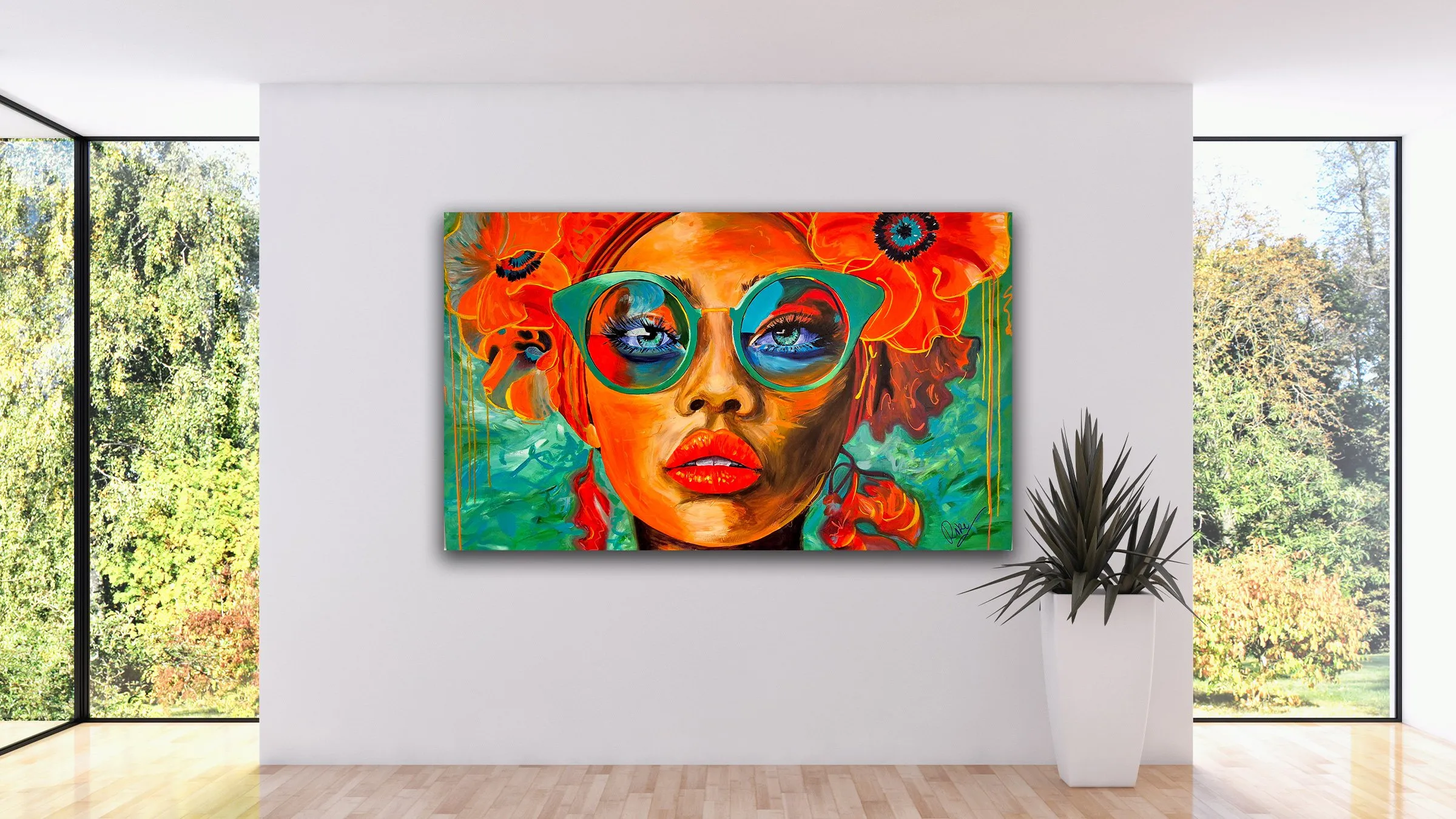 Mohnmädchen Acryl auf Leinwand von Rike WolkeSieben